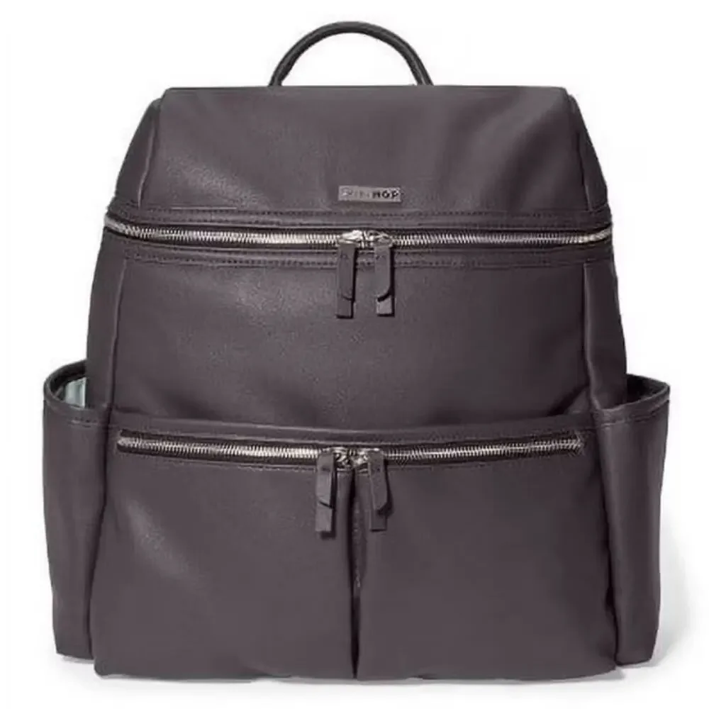SkipHop Skip Hop Flat Iron Vegan Leather Diaper Backpack Bag in Raisin NEW